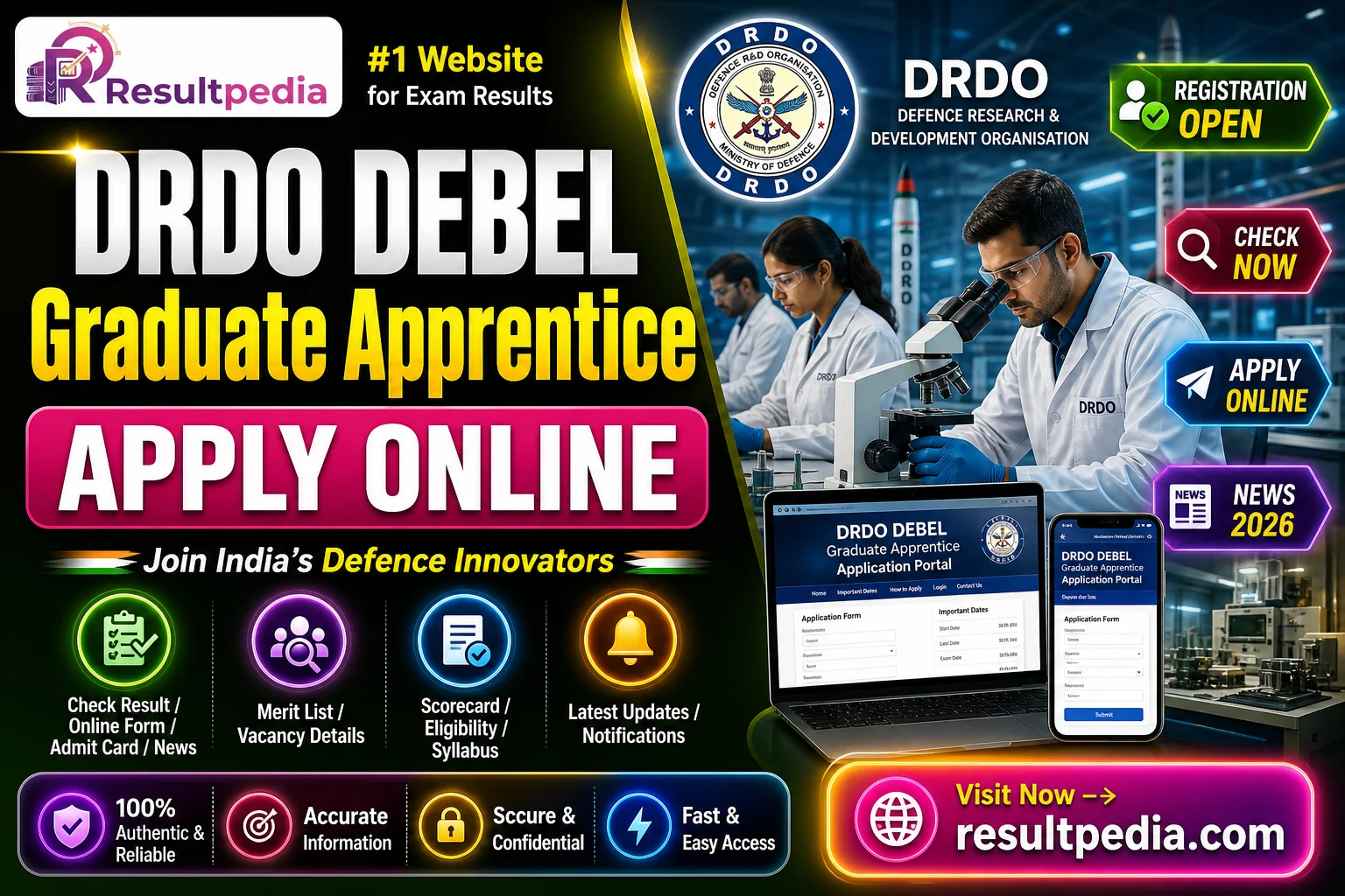 DRDO DEBEL Graduate Apprentice Recruitment 2026 — 28 Posts via NATS, Apply by 20 May