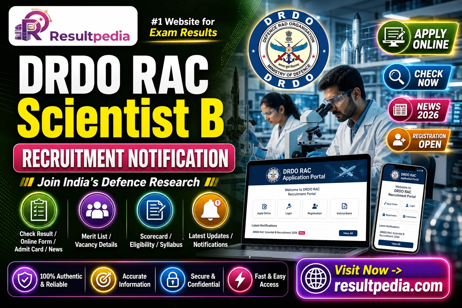 DRDO RAC Scientist B 2026: Recruitment Notification, Vacancies, Apply Online