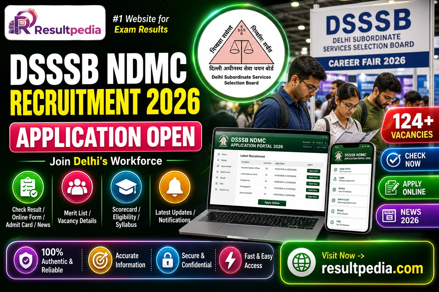 DSSSB NDMC Recruitment 2026 — 124 Posts (Fitter, Lift Operator & More) — Resultpedia banner
