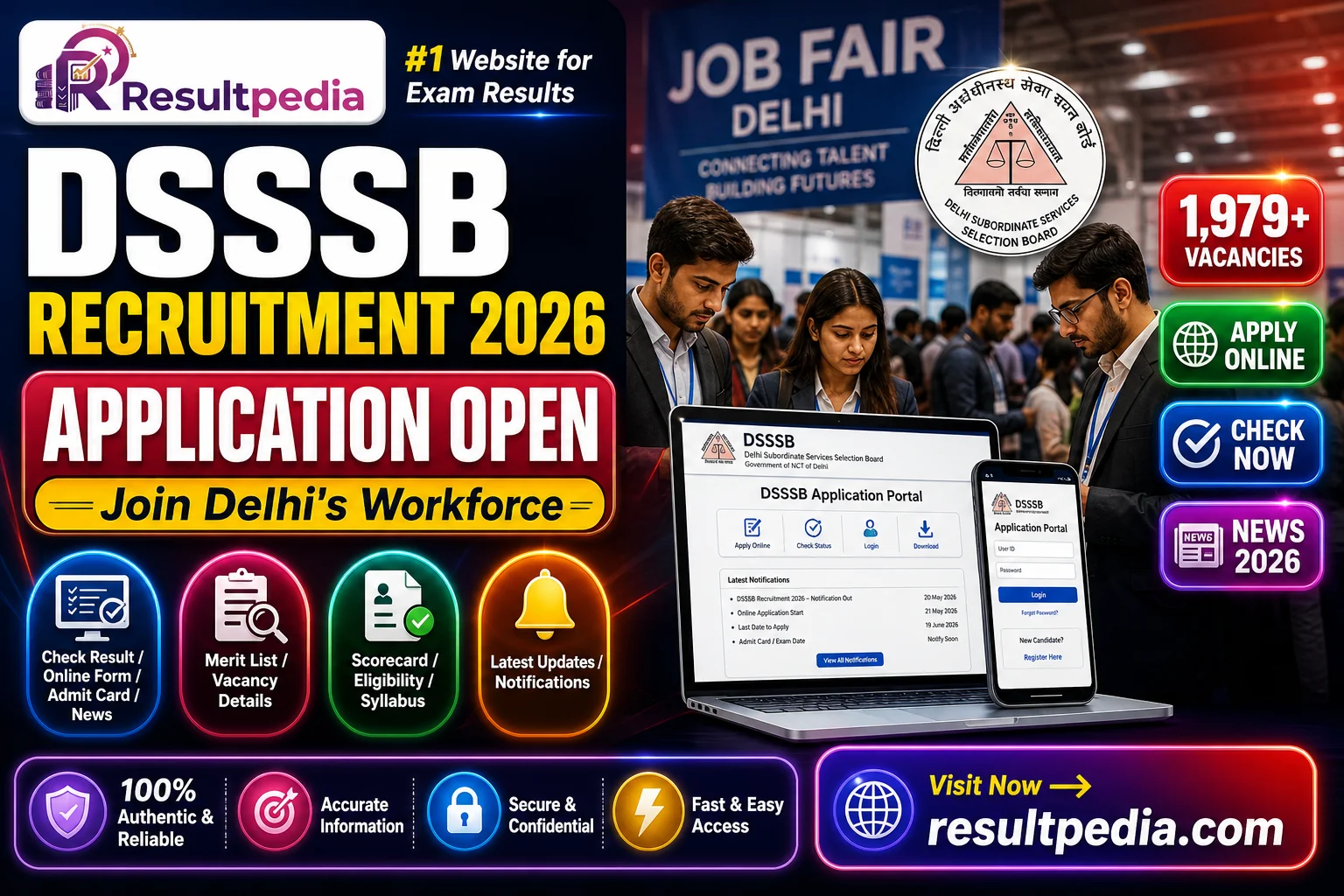 DSSSB Recruitment 2026 — 1,979 Vacancies (Advt 03/2026) — Resultpedia banner