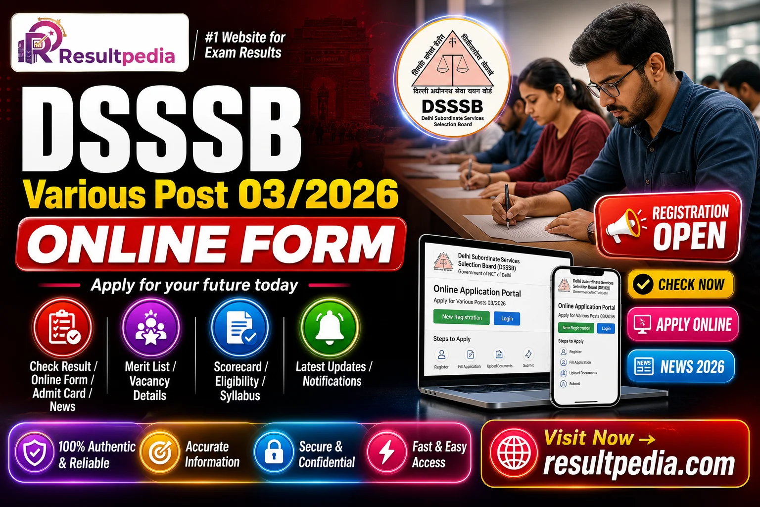 DSSSB Various Post 03/2026 Online Form — 1979 Posts (Reported) — Resultpedia banner