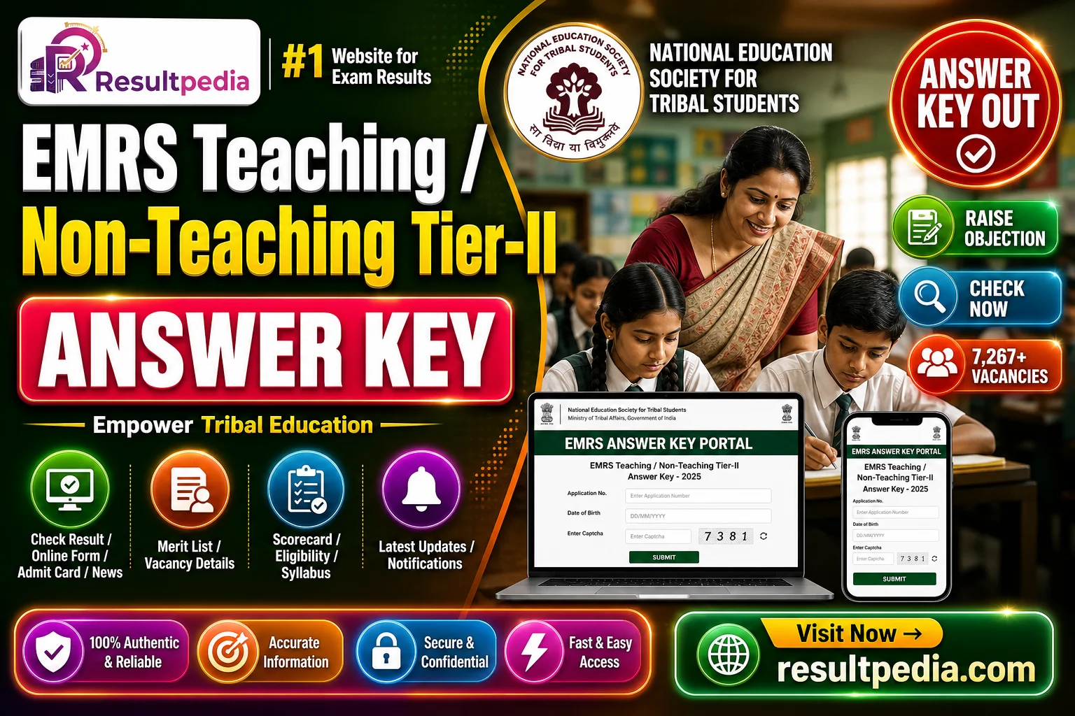 EMRS Teaching / Non-Teaching Tier-II Answer Key 2026 Out — Raise Objection by 17 May 11:59 PM at nests.tribal.gov.in