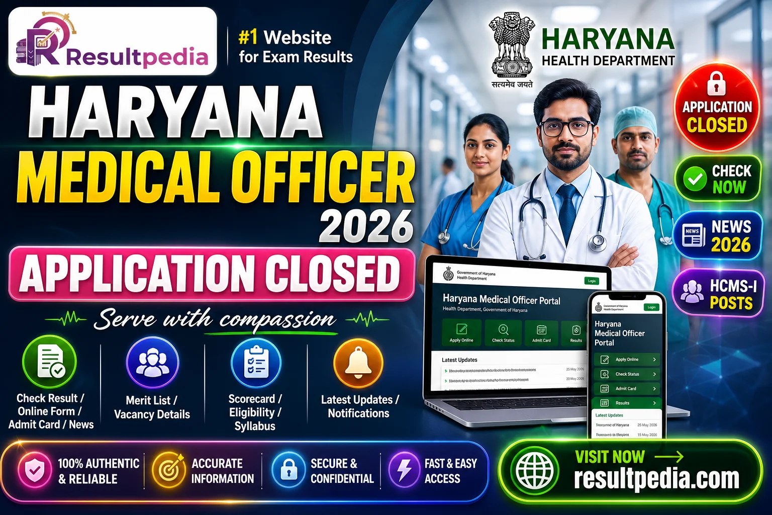 Haryana Medical Officer 2026 — 450 HCMS-I Posts — Resultpedia banner