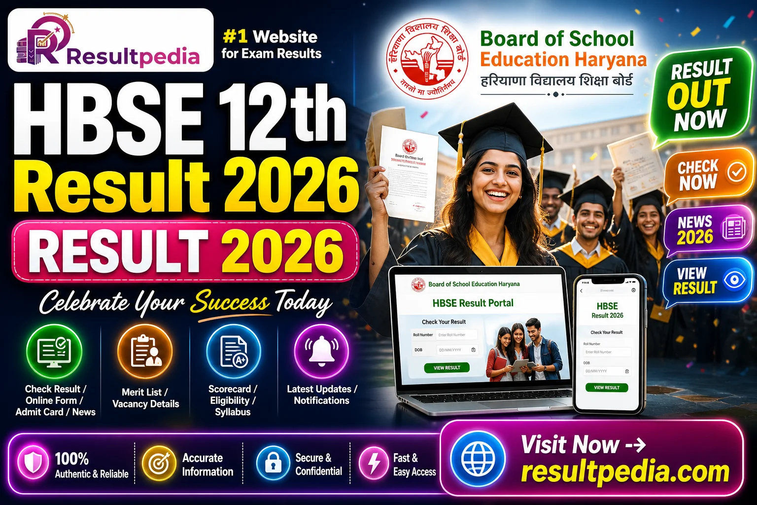HBSE Haryana Board 12th Result 2026 Declared — 84.67% Pass, Deepika Tops