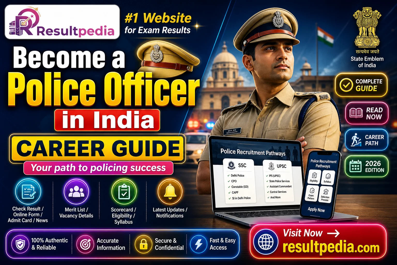 How to Become a Police Officer in India: Constable, SI & IPS Routes — Resultpedia banner