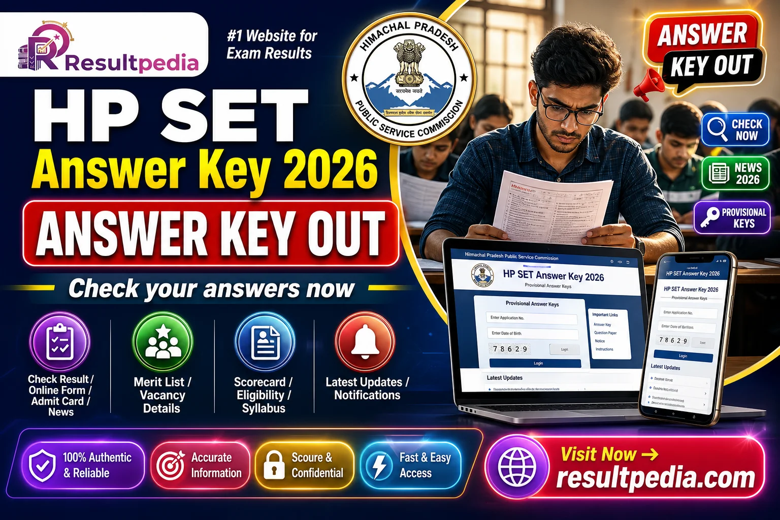 HP SET Answer Key 2026 Out — Provisional Keys for All 22 Subjects — Resultpedia banner