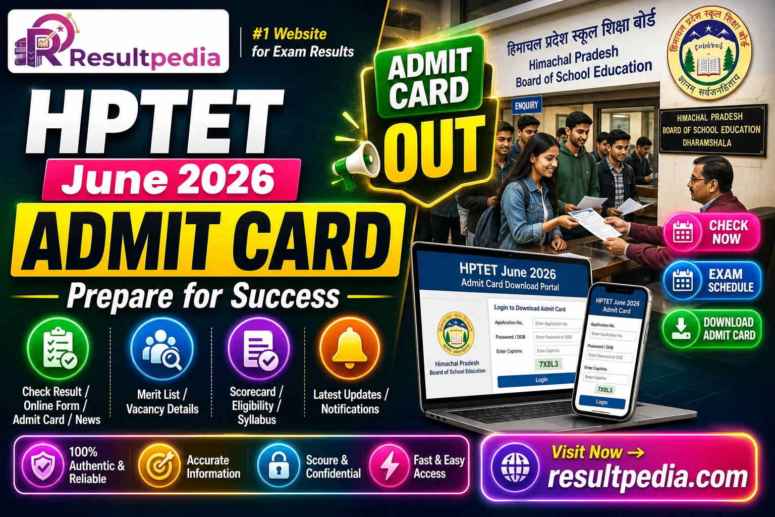 HPTET June 2026: Exams Till 21 June — Admit Cards for All 10 Papers Out — Resultpedia banner
