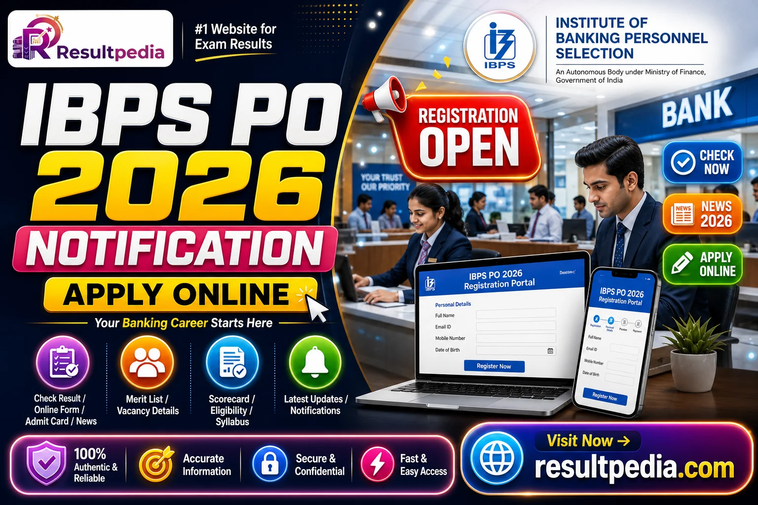 IBPS PO 2026 Notification (CRP PO/MT-XV): Vacancies, Apply Online