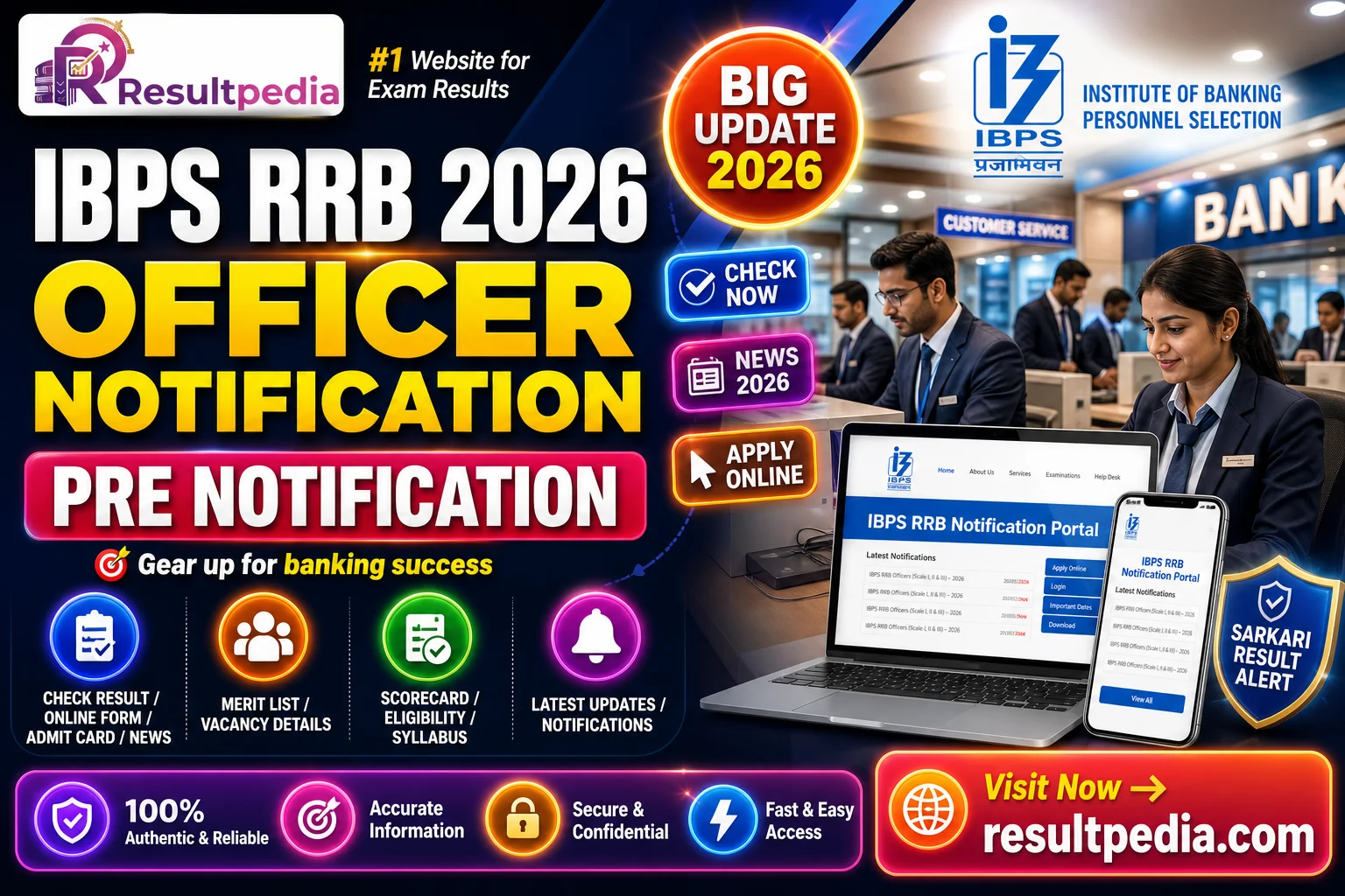 IBPS RRB 2026 (CRP RRB XV) — Officer Scale I/II/III & Office Assistant Notification — Resultpedia banner