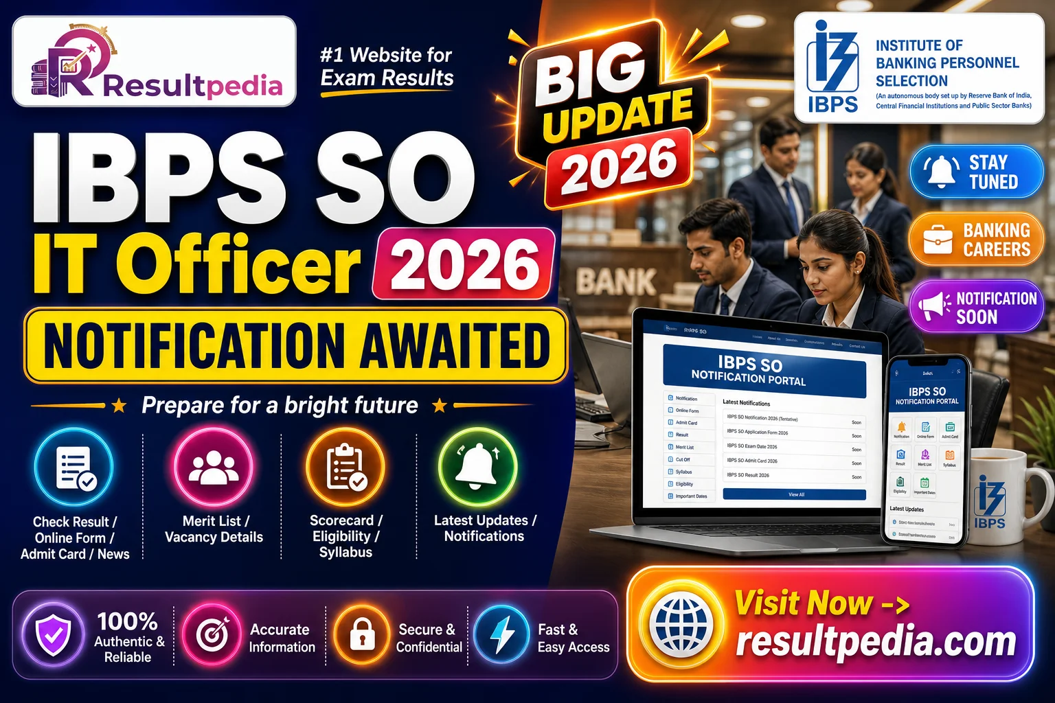 IBPS SO IT Officer 2026 — Notification Awaited — Resultpedia banner
