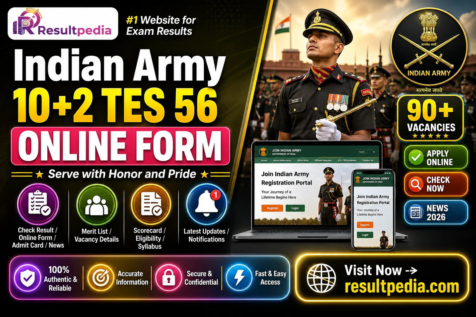 Indian Army 10+2 TES 56 Online Form 2026: 90 Officer Vacancies, Apply by 12 June at joinindianarmy.nic.in