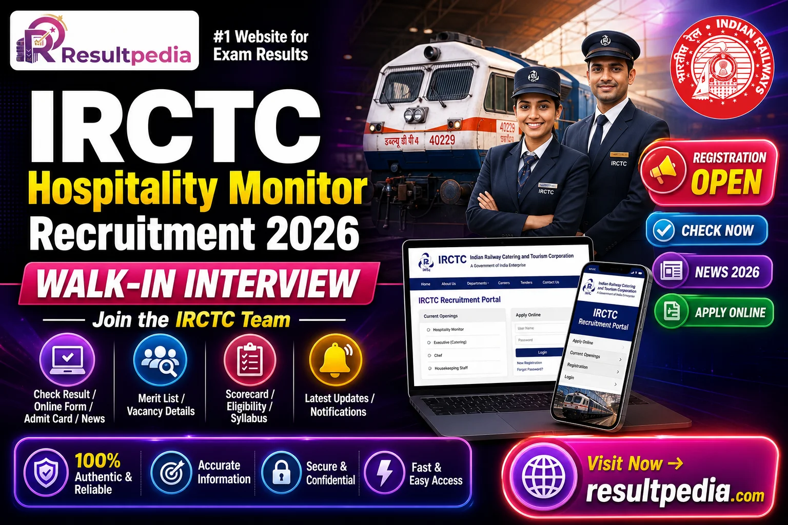 IRCTC Hospitality Monitor Recruitment 2026 — Walk-in Interview for 92 Posts, ₹30,000/month