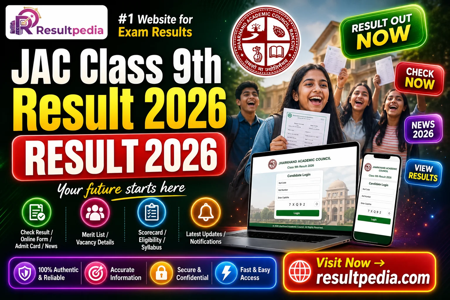 Jharkhand JAC 9th Result 2026 — Direct Link Active — Resultpedia banner