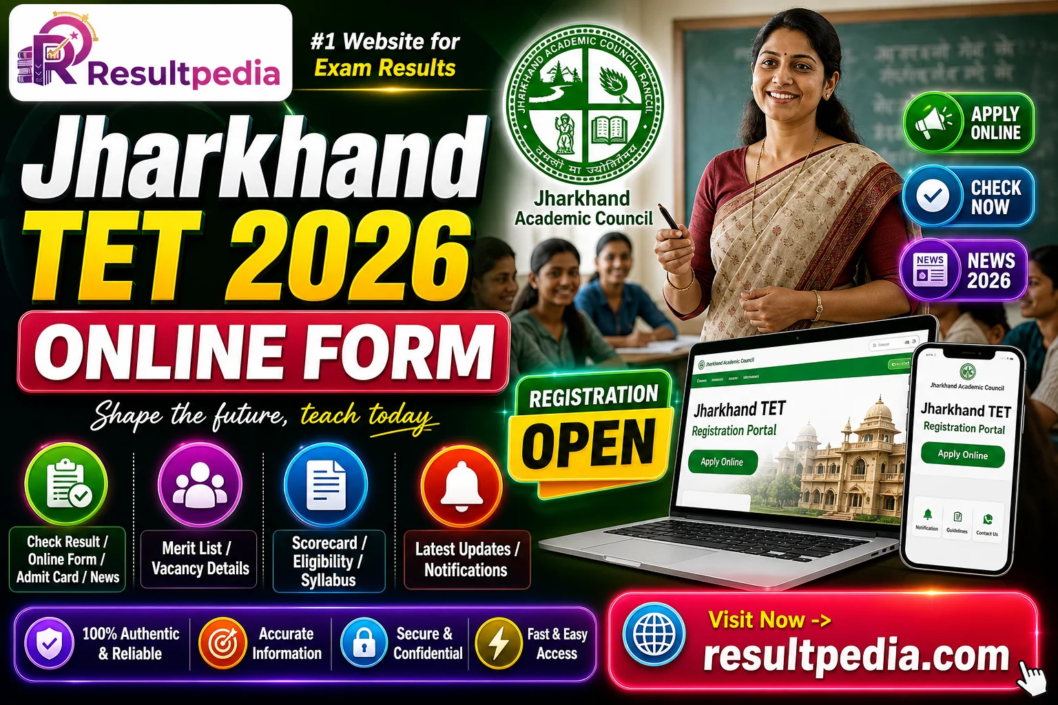 Jharkhand Teacher Eligibility Test Online Form 2026  — Resultpedia banner