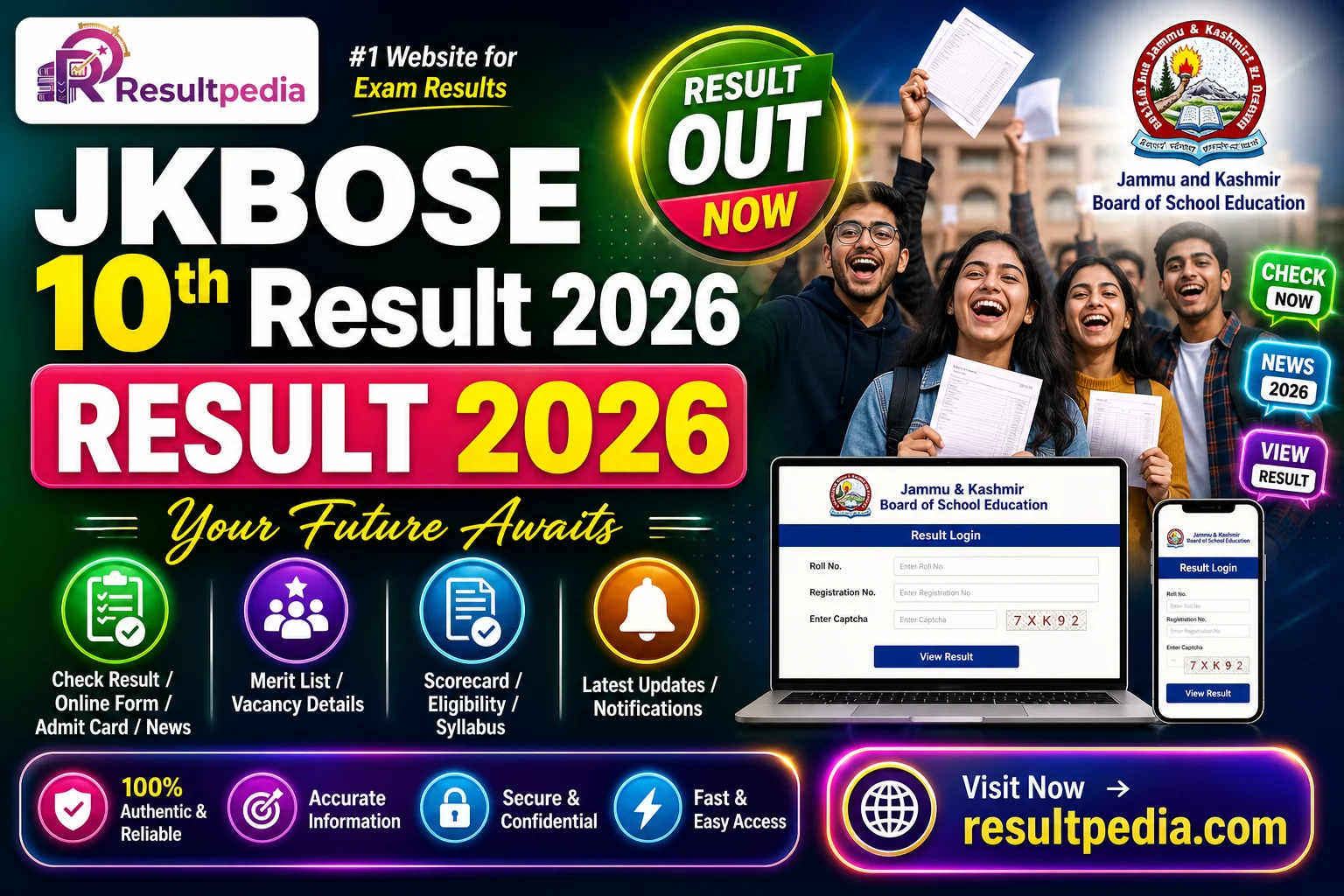 JKBOSE Class 10th Result 2026  — Resultpedia banner
