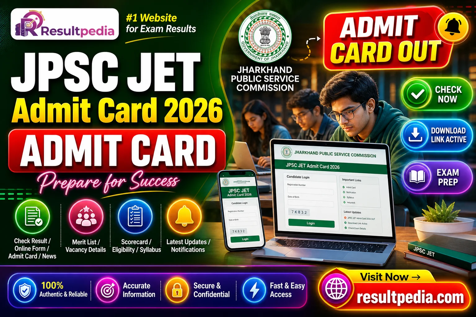 JPSC JET Admit Card 2026 — Direct Link Active — Resultpedia banner