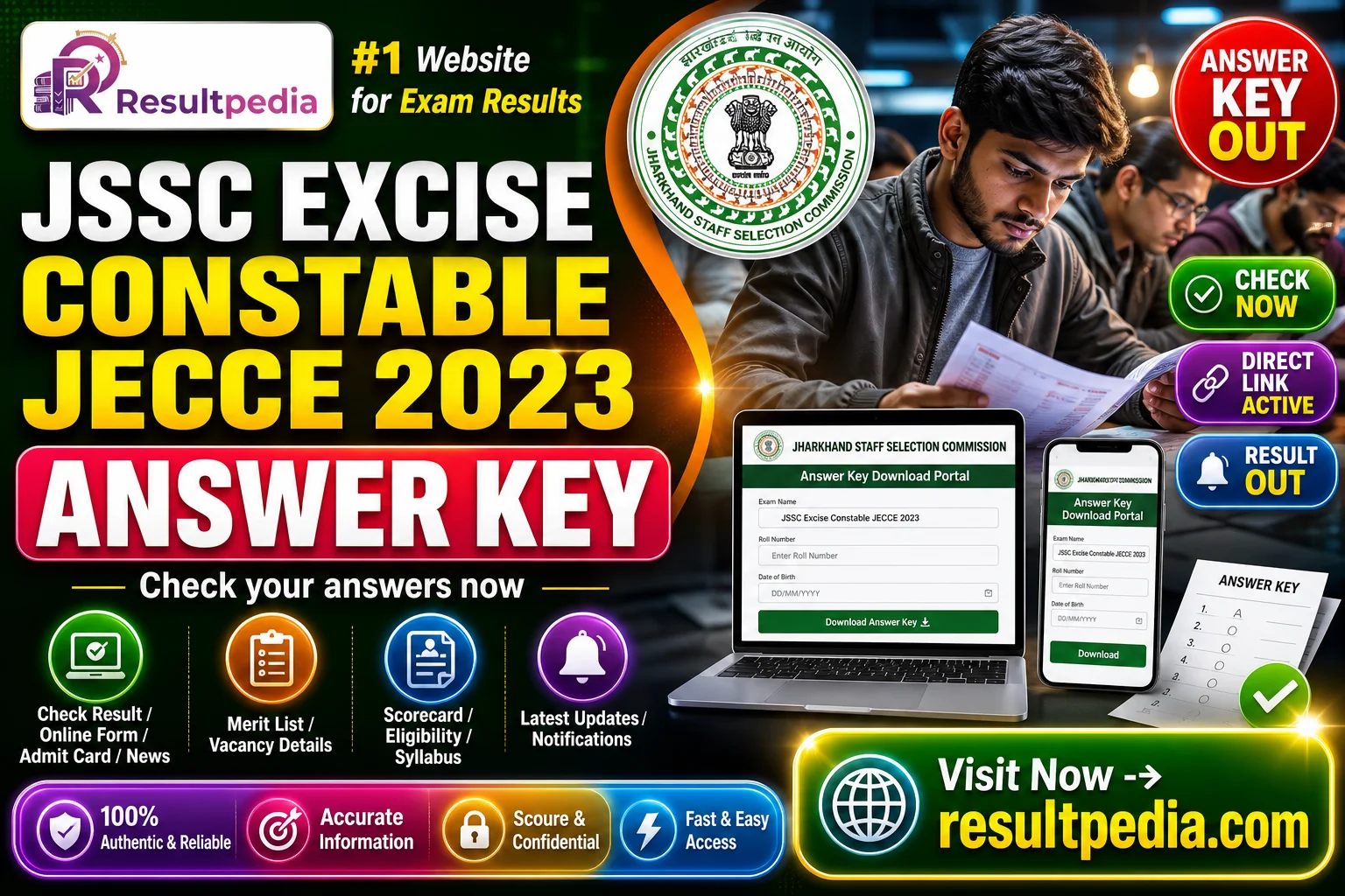 JSSC Excise Constable JECCE 2023 Answer Key — Direct Link Active — Resultpedia banner