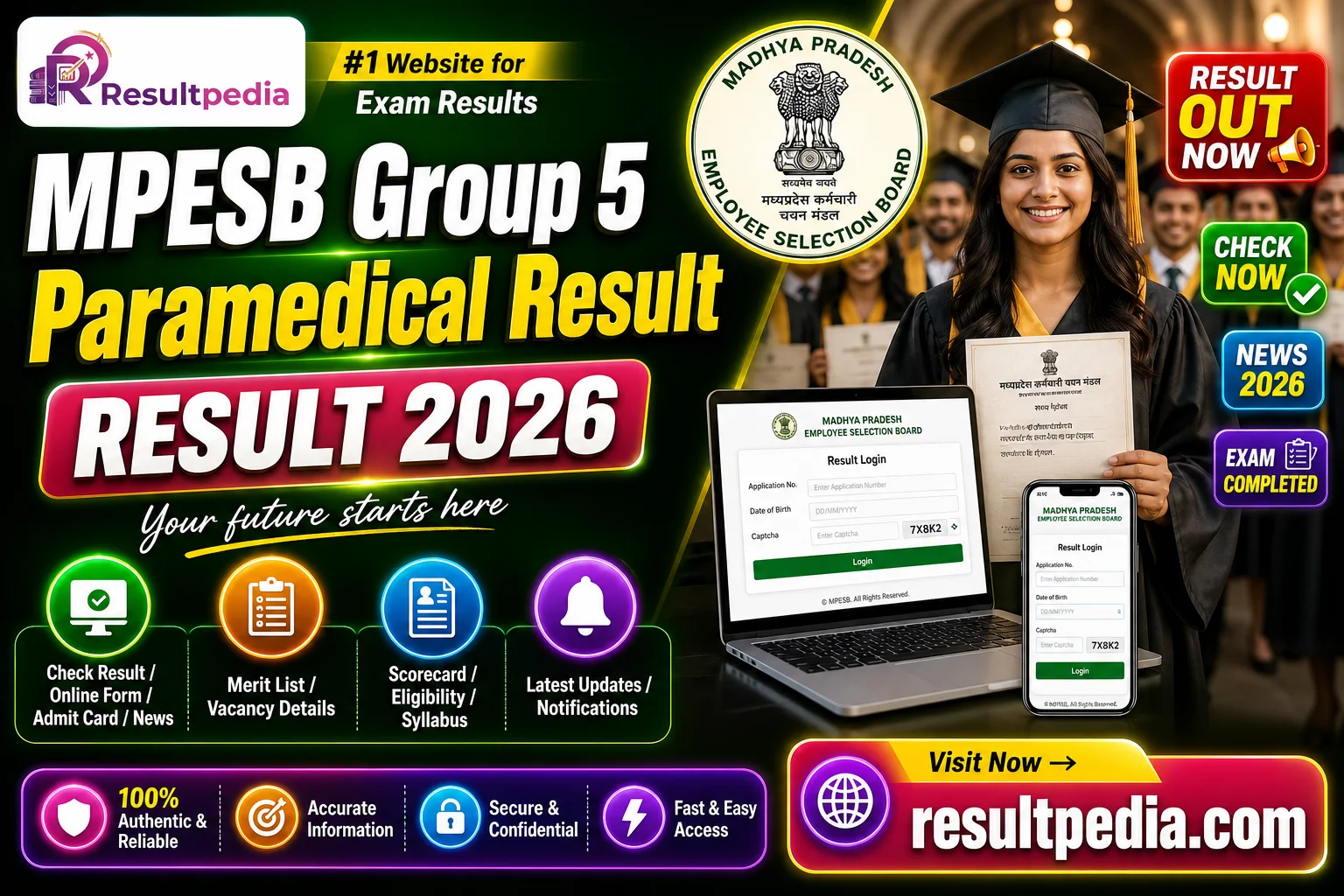 MPESB Group 5 Paramedical Result 2026 (Awaited) — 373 Posts — Resultpedia banner