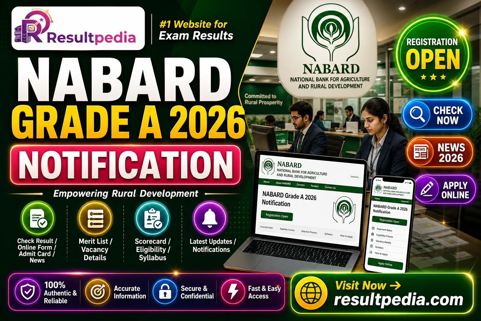NABARD Grade A 2026 (Assistant Manager) — Notification, Eligibility, Phases & Salary — Resultpedia banner
