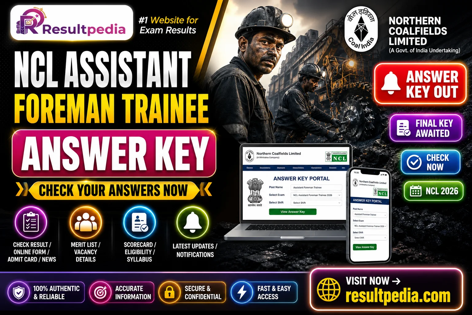 NCL Assistant Foreman Trainee Answer Key 2026 Out — Final Key Awaited at nclcil.in