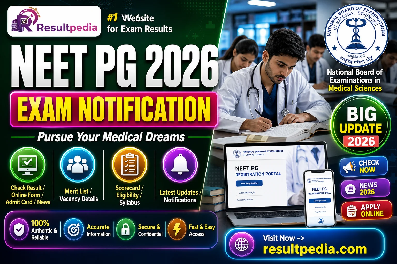 NEET PG 2026 — Exam Date, Registration & Eligibility — Resultpedia banner