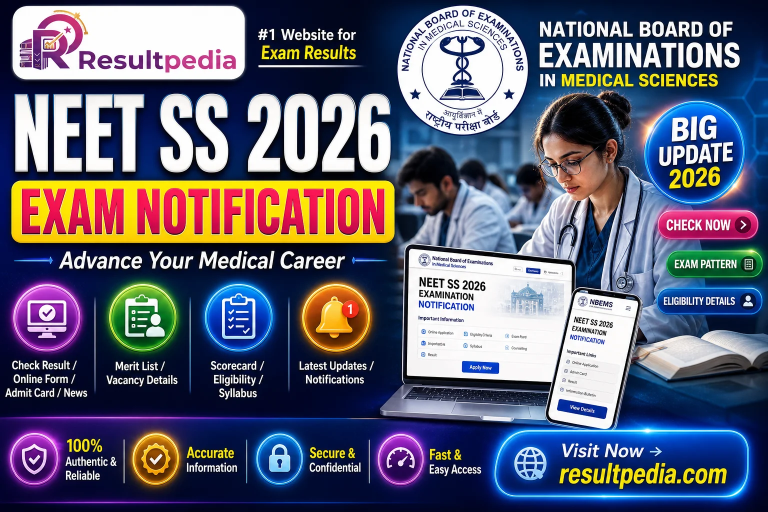 NEET SS 2026 — Exam 11-12 Dec, Eligibility & Pattern — Resultpedia banner