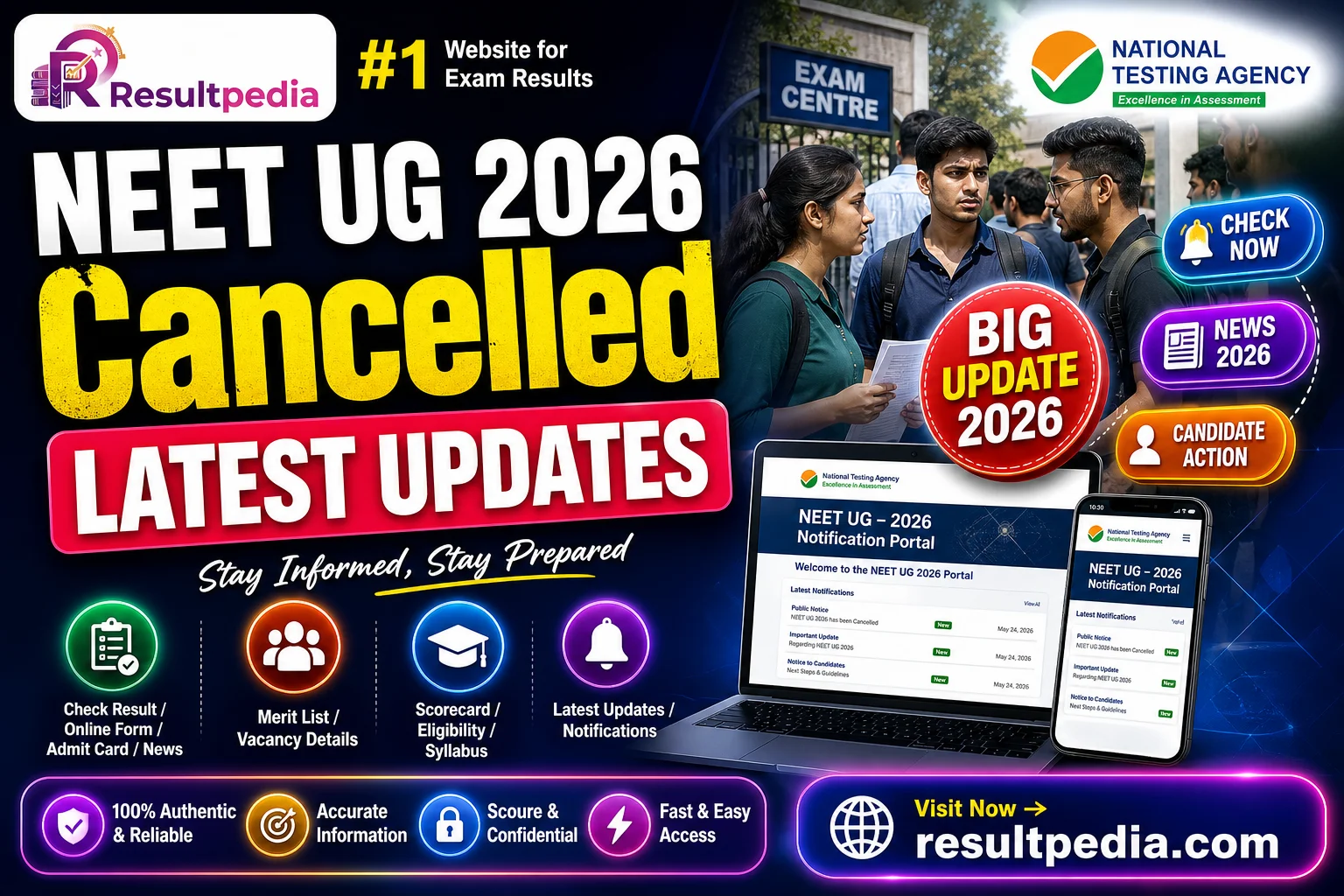 NEET UG 2026 Cancelled — Latest Updates, Re-Exam Date & Candidate Action