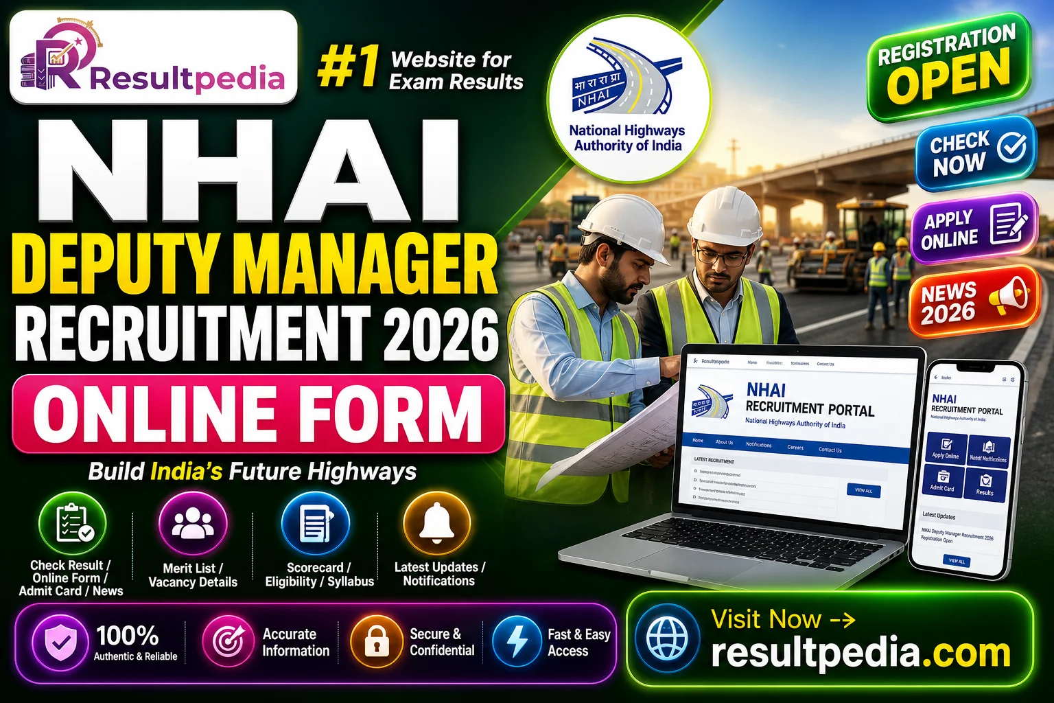 NHAI Deputy Manager Recruitment 2026 — 60 Civil Engineering Posts via GATE 2026, Apply by 15 June