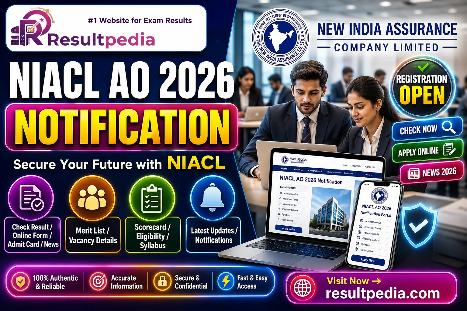 NIACL AO 2026 — New India Assurance Administrative Officer Notification & Pattern — Resultpedia banner