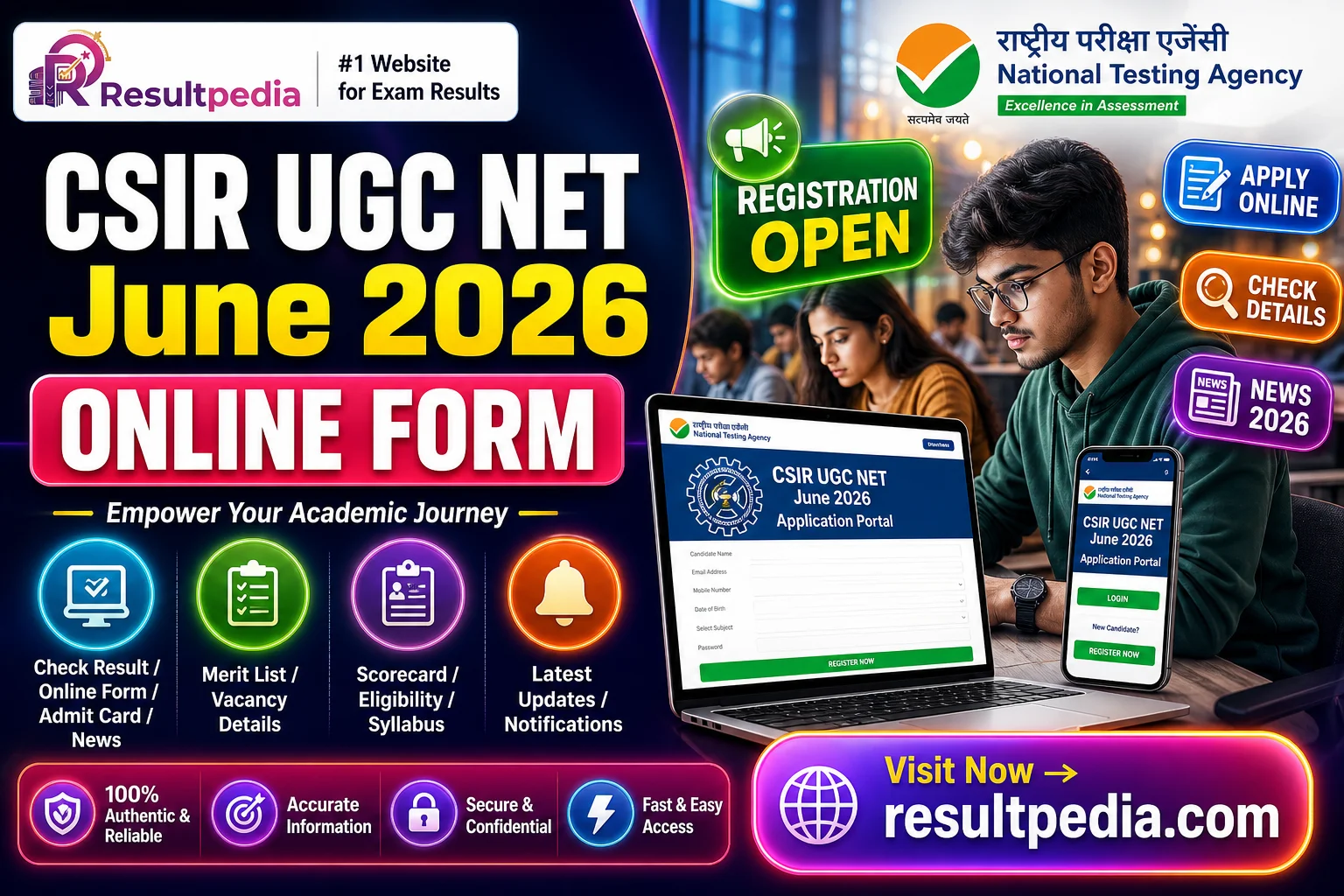 CSIR UGC NET June 2026 Online Form — Apply, Date — Resultpedia banner