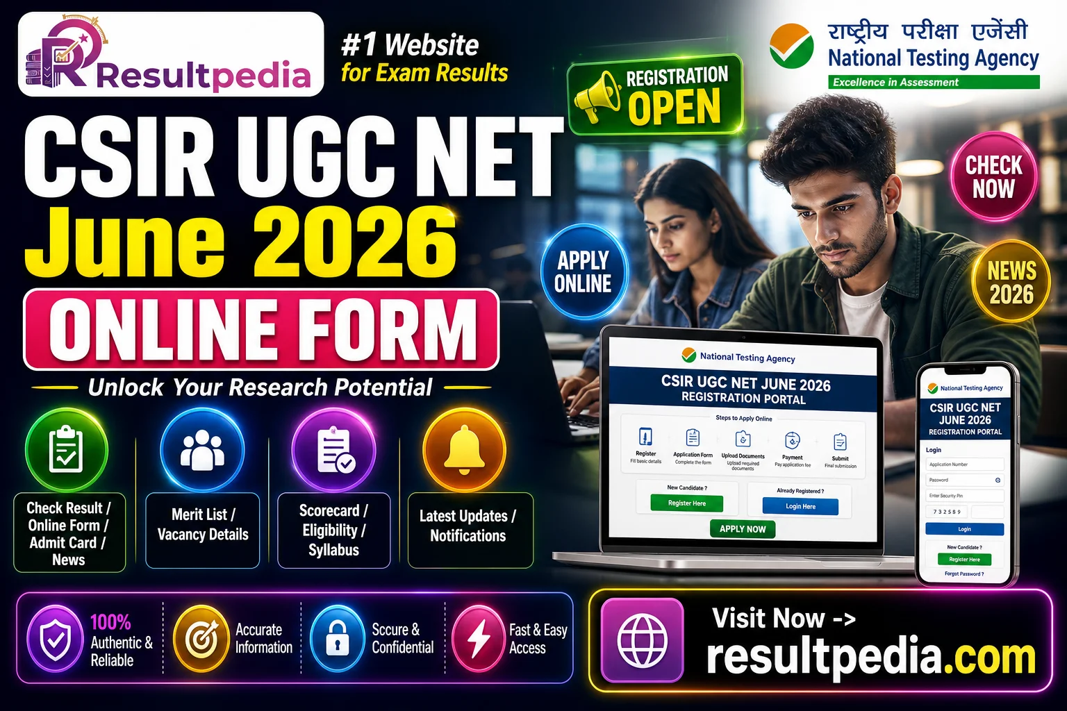 CSIR UGC NET June 2026 Online Form — Apply, Date — Resultpedia banner