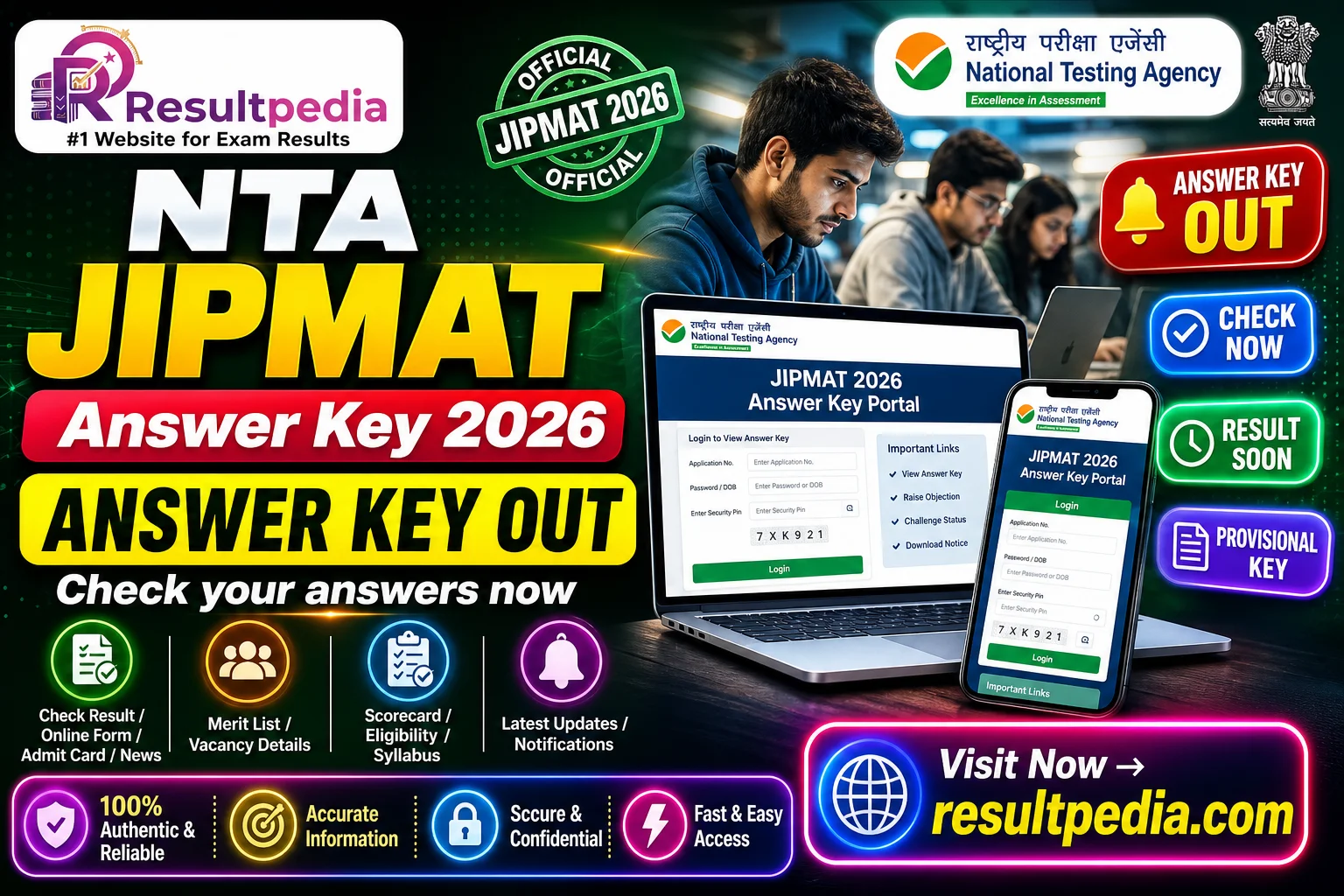 NTA JIPMAT Answer Key 2026 — Provisional Key Out, Result by Late June — Resultpedia banner