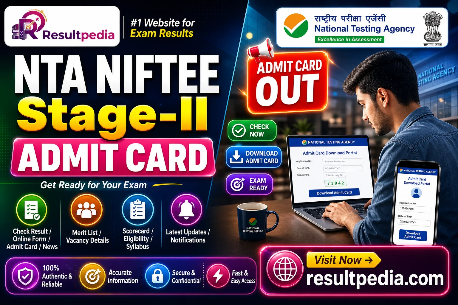 NTA NIFTEE Stage-II Admit Card 2026 — Direct Link Active — Resultpedia banner