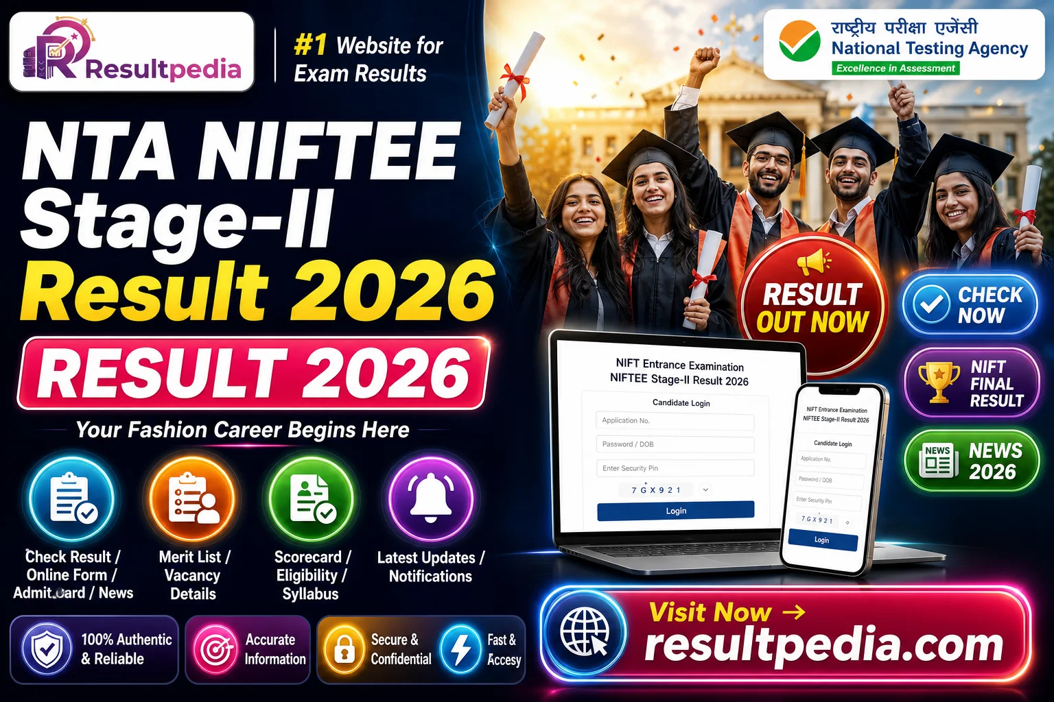 NTA NIFTEE Stage-II Result 2026 (NIFT Final Result) — Out — Resultpedia banner