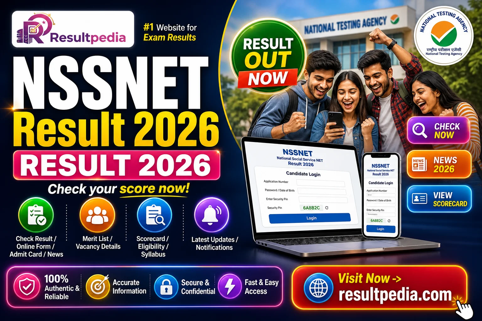 NTA NSSNET Result 2026 Out — Navayug School Sarojini Nagar Class VI & VII Scorecard at exams.nta.nic.in