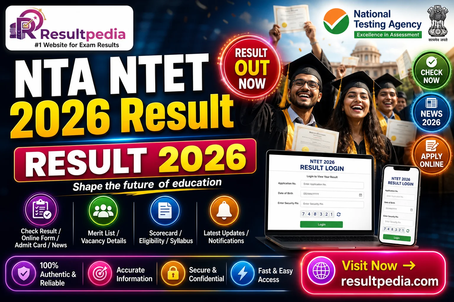 NTA NTET 2026 Result Declared — AYUSH + Homoeopathy Teacher Eligibility at exams.nta.ac.in/ntet