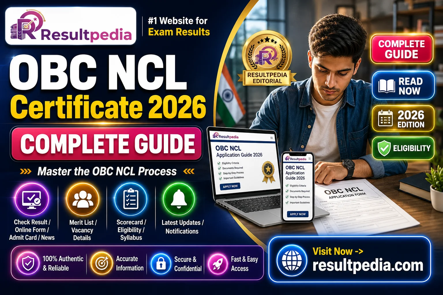 OBC Non-Creamy-Layer (NCL) Certificate 2026: Income Limit, Validity & How to Apply — Resultpedia banner