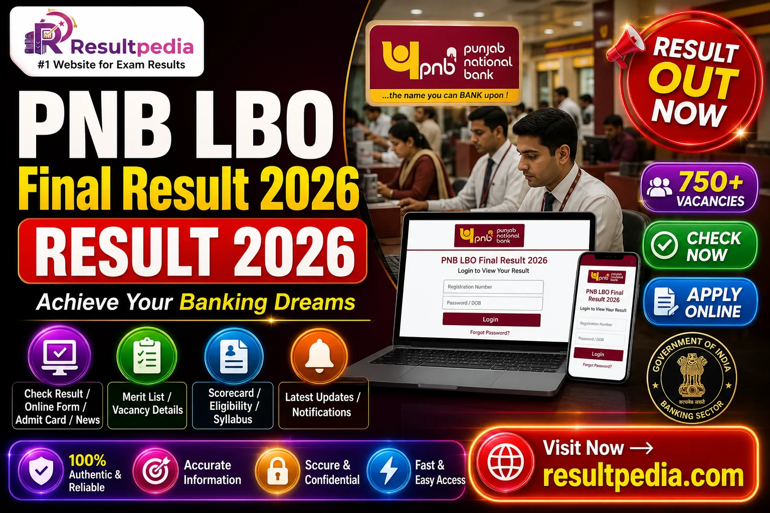 PNB LBO Final Result 2026 — Local Bank Officer Merit List — Resultpedia banner