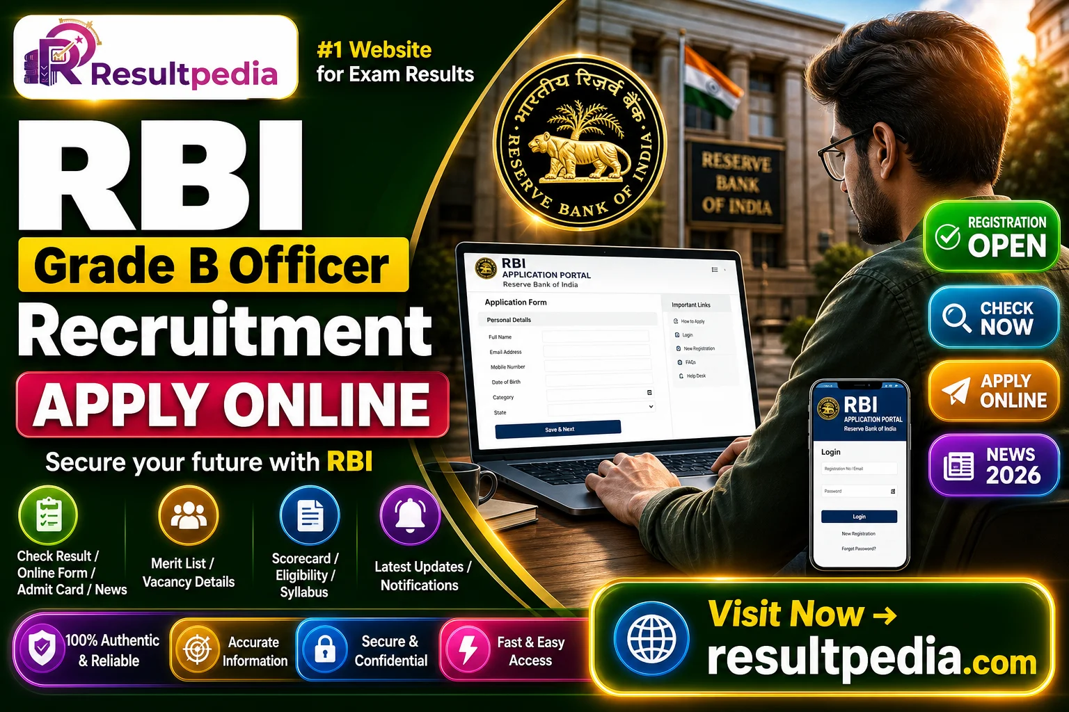 RBI Grade B Officer Recruitment 2026 — Apply Online for 60 Posts by 20 May at opportunities.rbi.org.in