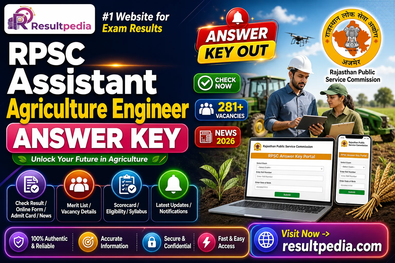 RPSC Assistant Agriculture Engineer Answer Key 2026 Out — 281 Posts at rpsc.rajasthan.gov.in