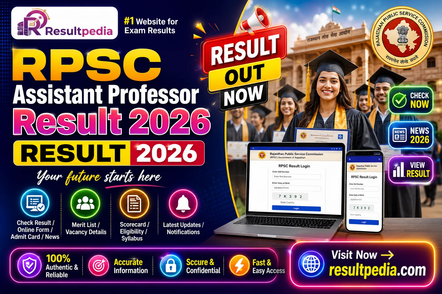 RPSC Assistant Professor Result 2026 — Out at rpsc.rajasthan.gov.in — Resultpedia banner