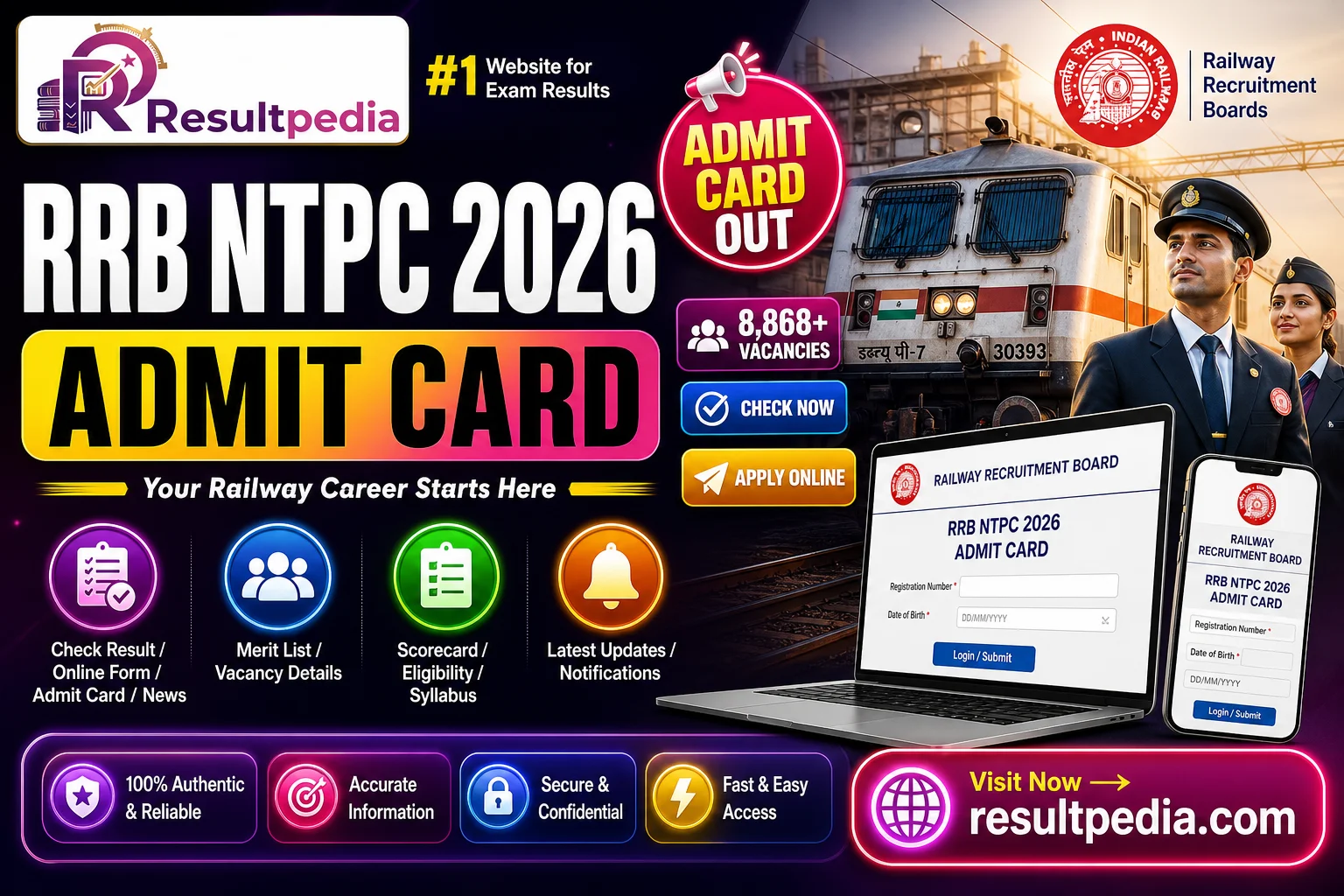 RRB NTPC 2026: 8,868 Vacancies — UG CBT-1 In Progress (7 May – 21 June 2026)