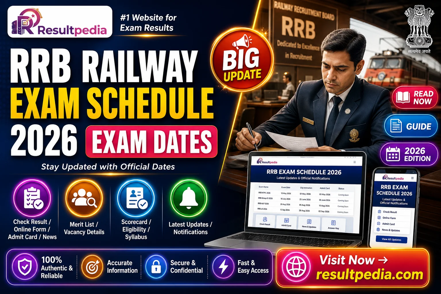 RRB Railway Exam Schedule 2026: Upcoming RRB Exam Dates (JE, NTPC, ALP, Group D) — Resultpedia banner