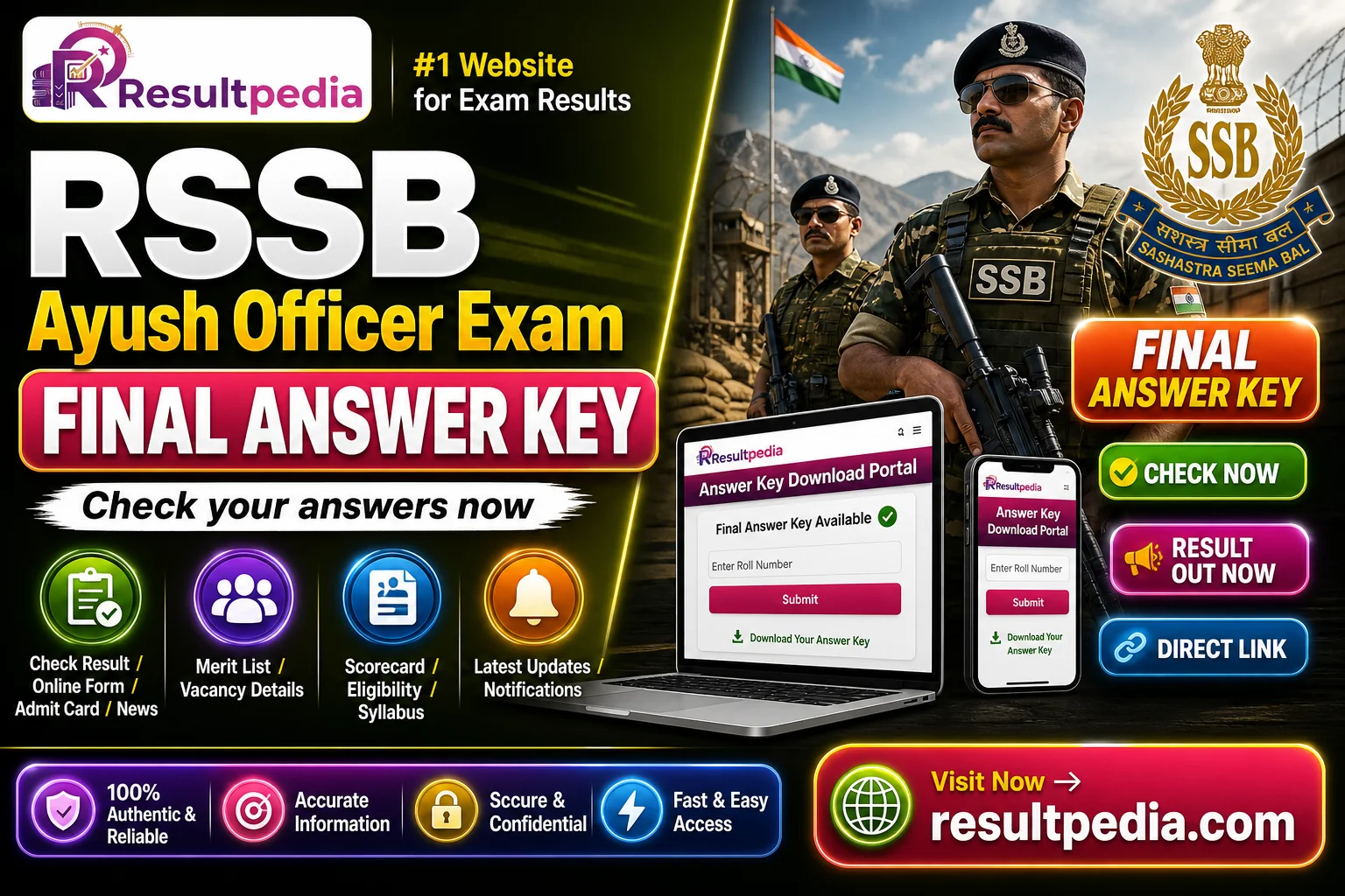 RSSB Ayush Officer Final Answer Key 2026 — Direct Link Active — Resultpedia banner