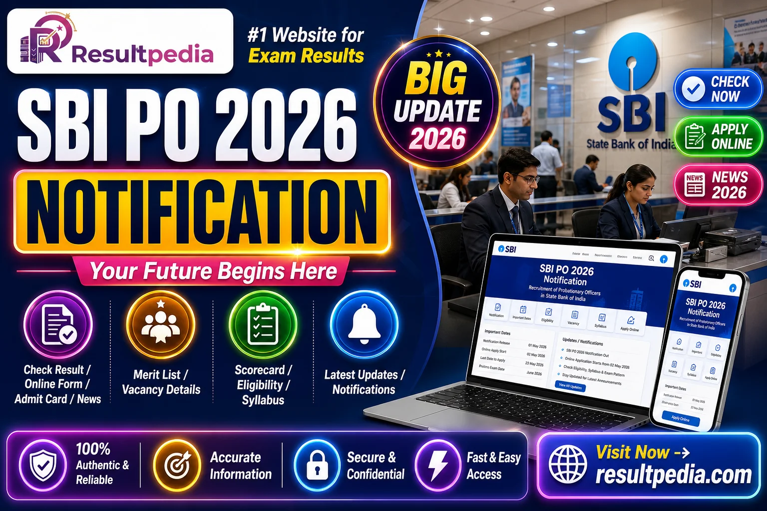 SBI PO 2026 — Probationary Officer Notification, Eligibility, Pattern & Salary — Resultpedia banner