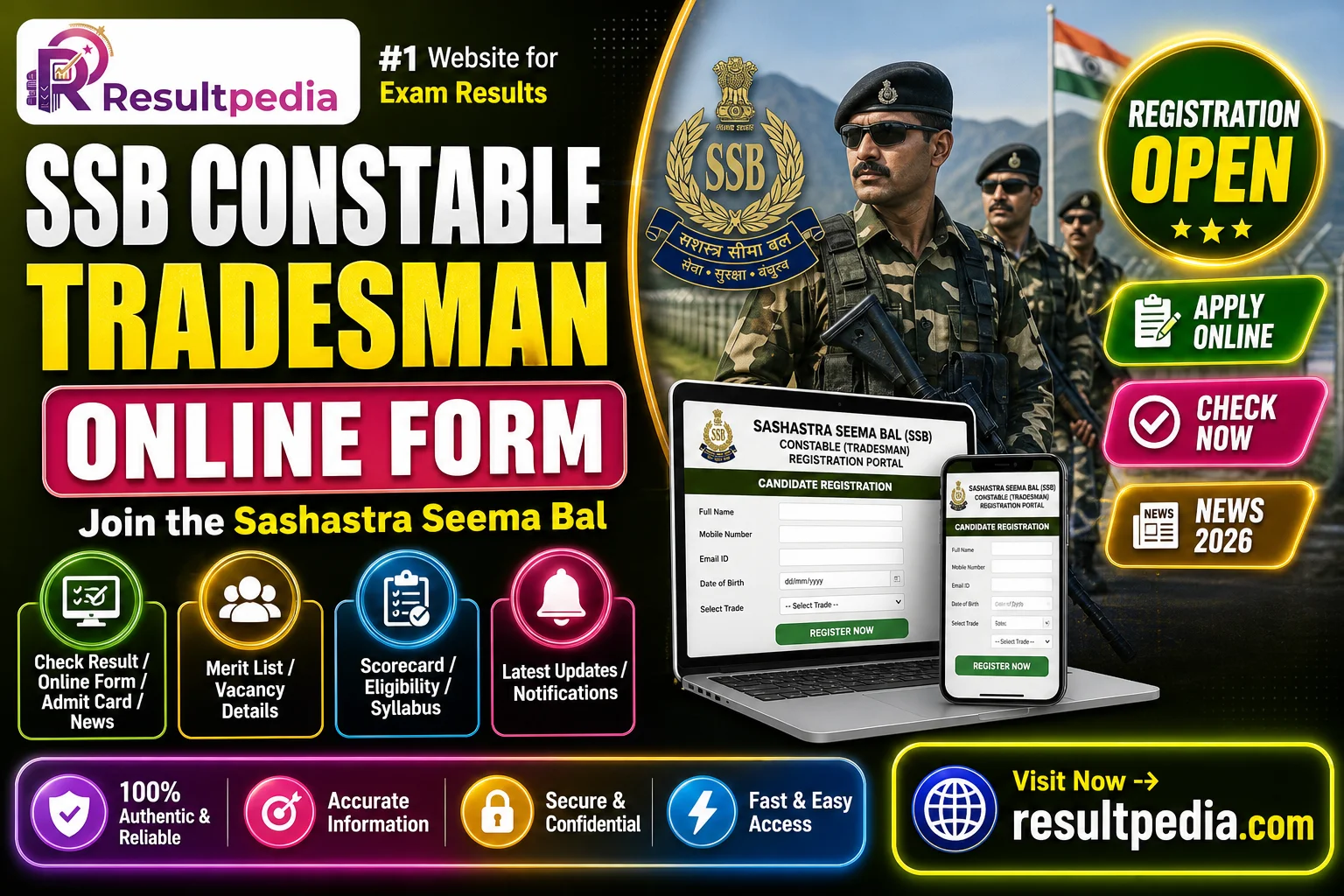 SSB Constable Tradesman Online Form 2026  — Resultpedia banner