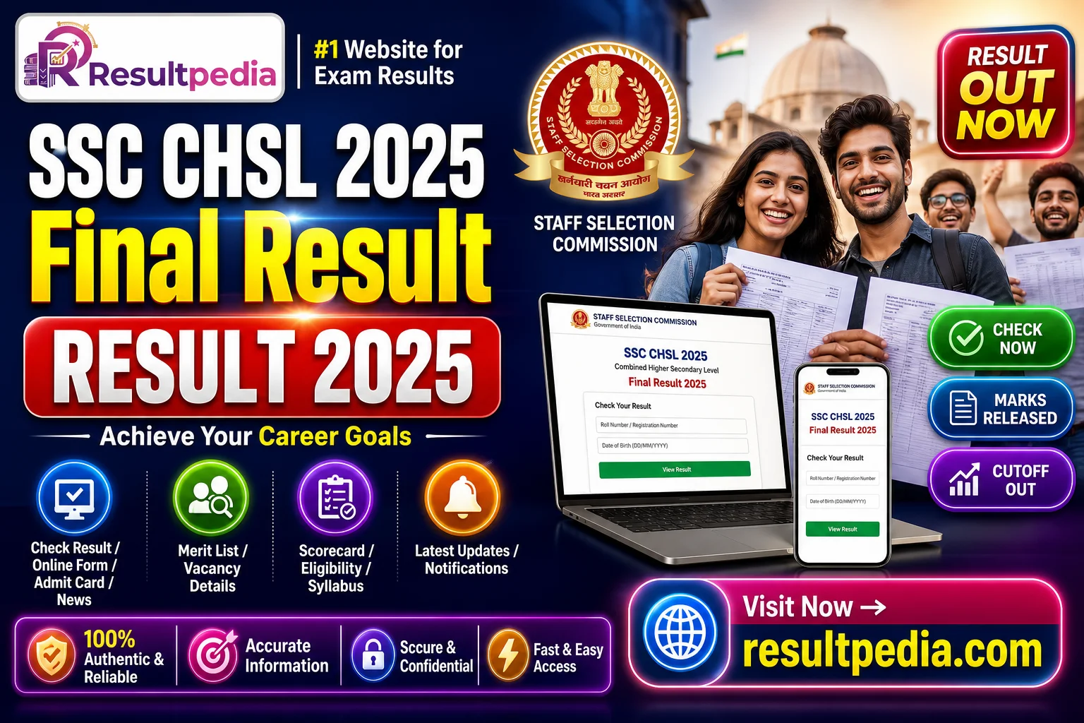 SSC CHSL 2025 Final Result — Marks & Cutoff Released — Resultpedia banner