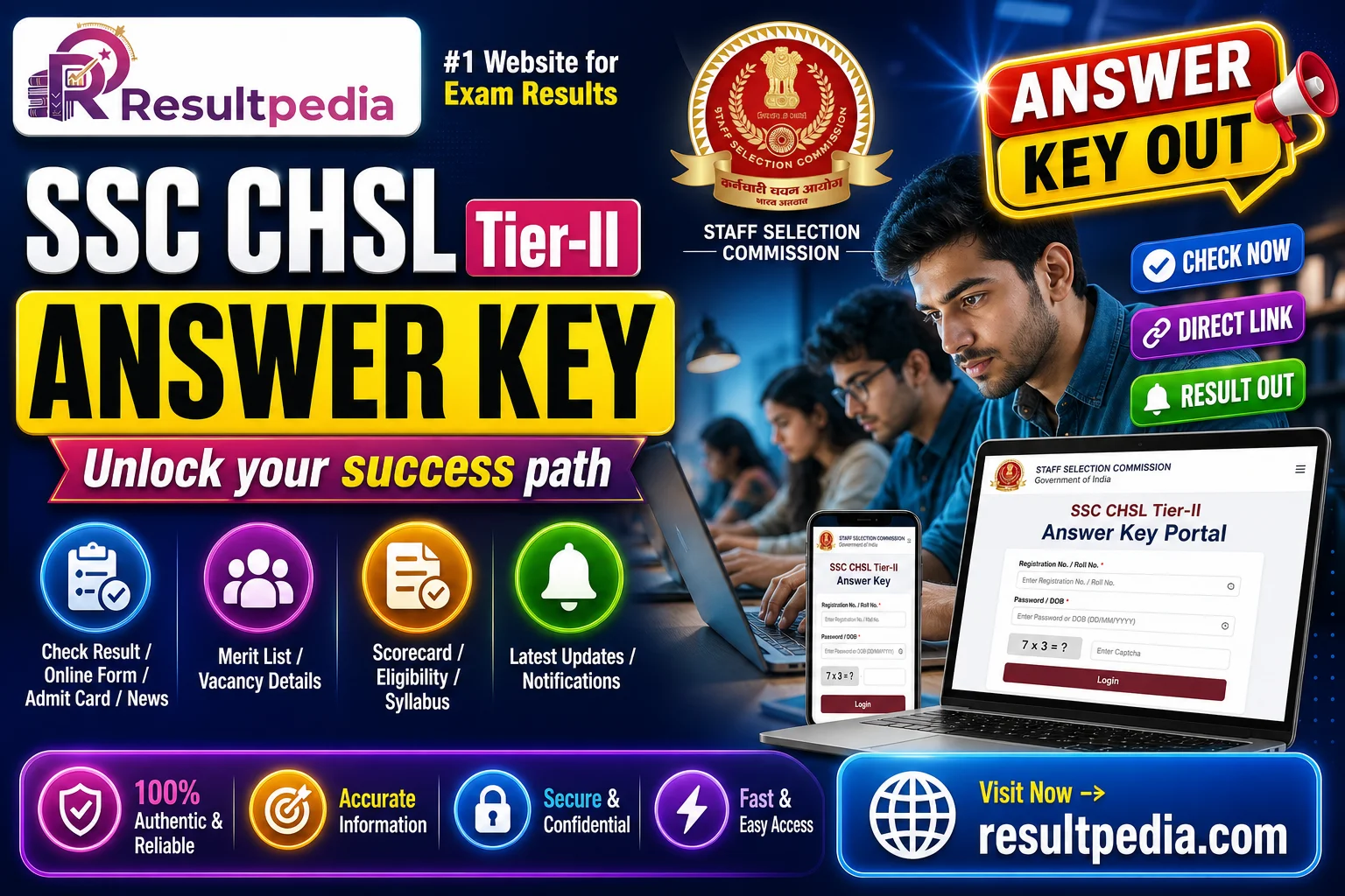 SSC CHSL Tier-II Answer Key 2026 — Direct Link Active — Resultpedia banner