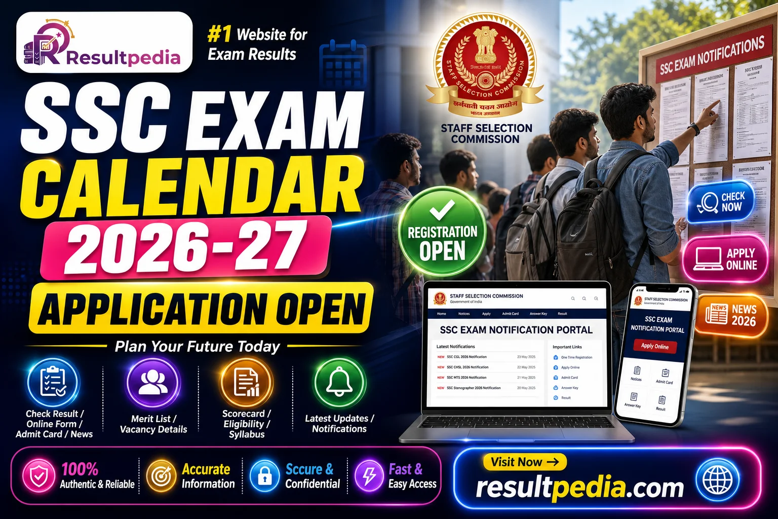 SSC Exam Calendar 2026-27  — Resultpedia banner