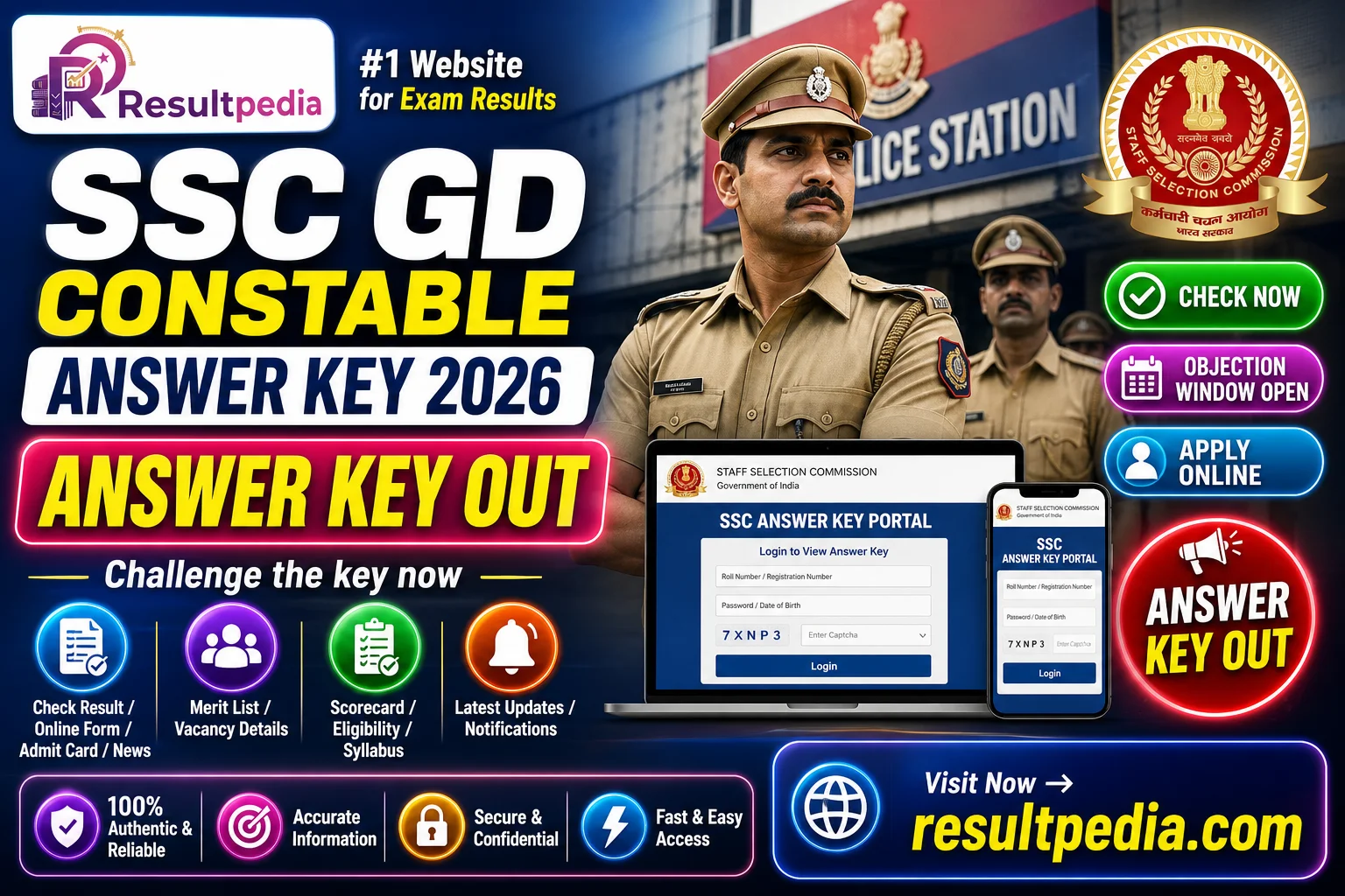 SSC GD Constable Answer Key 2026 — Objection Window Open Till 20 June — Resultpedia banner